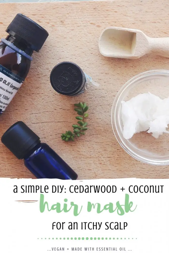 a simple diy cedarwood and coconut oil hair mask for itchy scalp