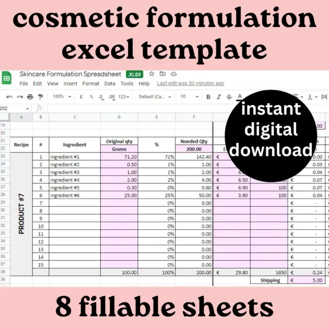 formulatoion spreadsheet